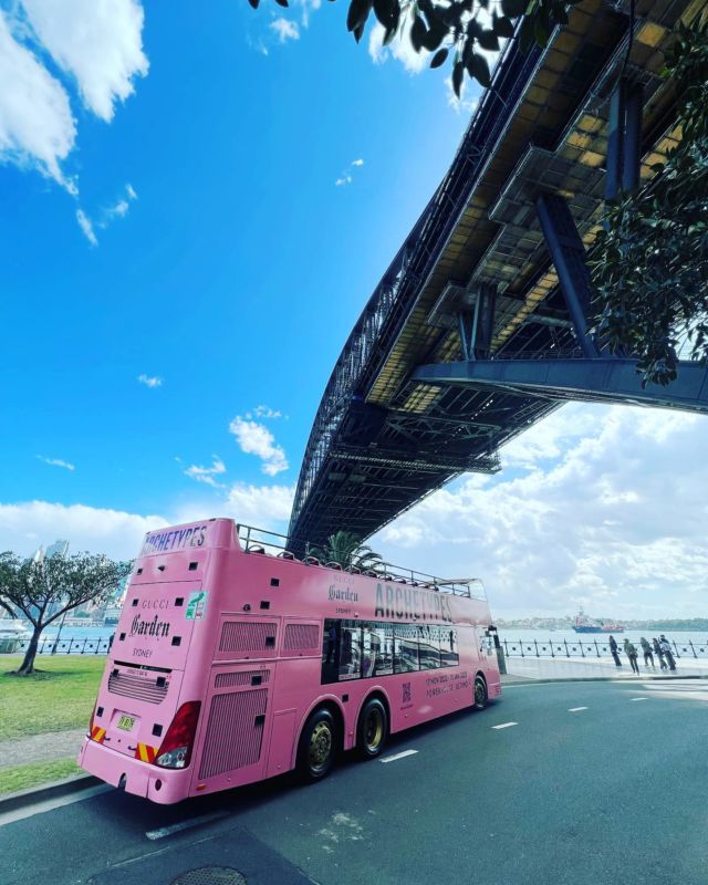 Morning Sydney, come and find the fabulous and unmistakable pink Gucci Garden bus today. Proudly hosted on board by yours truly.#gucci #sydney #fashion #yoursydneyguide #guccigarden